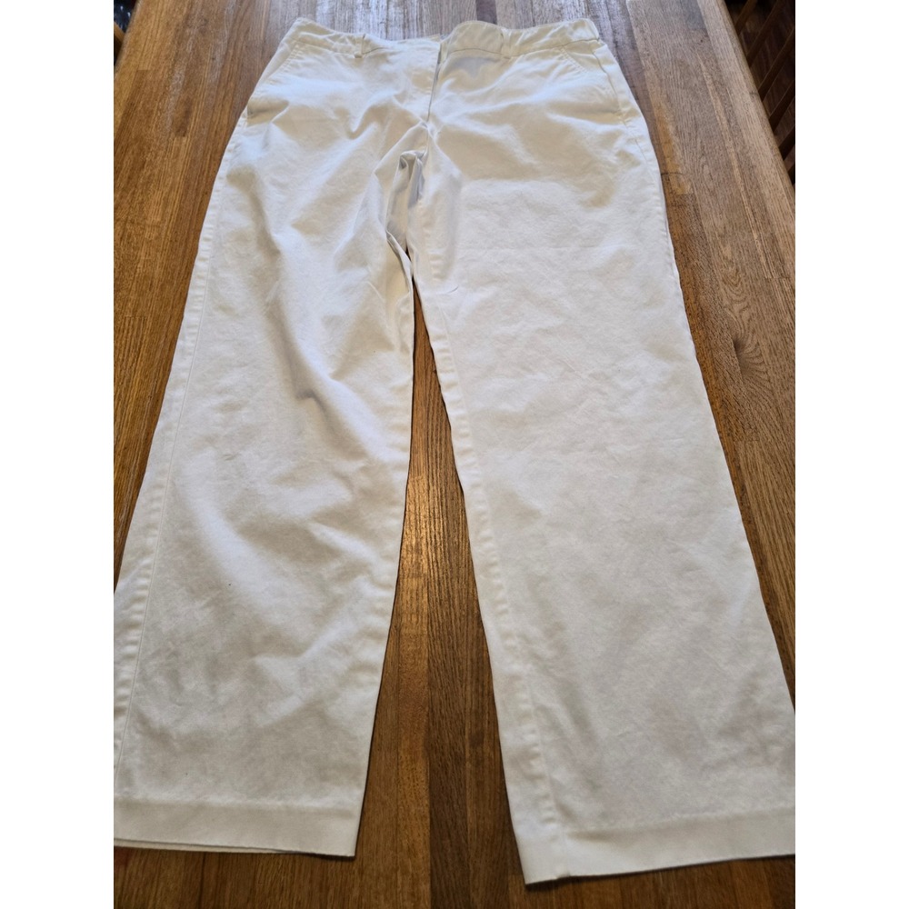 Kim Rogers Women 16 White Button Zip Pocket Flat Front Straight Leg Dress Pants